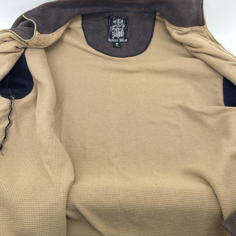 Royal‎ Blue Mens 2XL Brown Thermal Lined Full Zip Sweatshirt  Heavyweight Work - Picture 4 of 8
